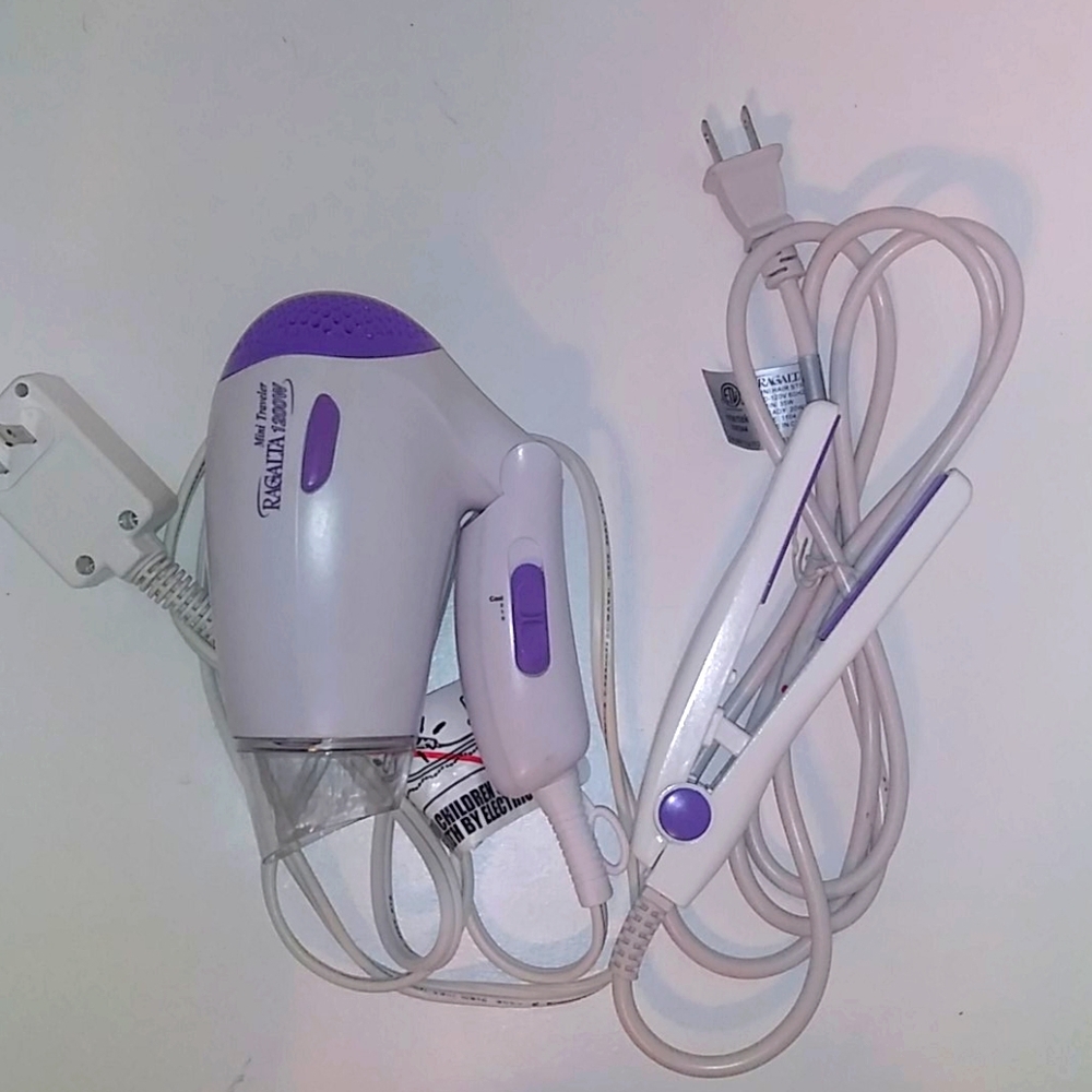 A blow dryer and flat iron